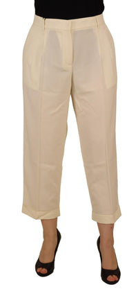 Thumbnail for Elegant Ivory High-Waist Wool Pants
