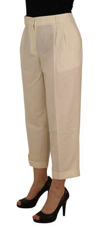 Thumbnail for Elegant Ivory High-Waist Wool Pants