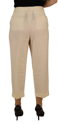Thumbnail for Elegant Ivory High-Waist Wool Pants