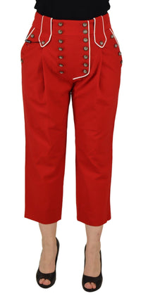 Thumbnail for Elegant Red High-Waist Cropped Pants