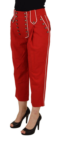 Thumbnail for Elegant Red High-Waist Cropped Pants