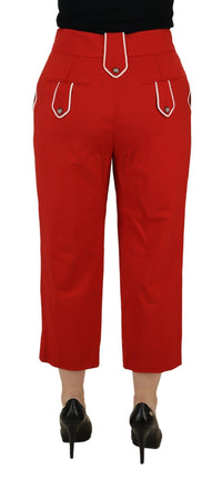 Thumbnail for Elegant Red High-Waist Cropped Pants