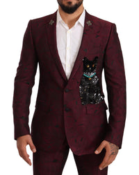 Thumbnail for Elegant Maroon Leaf Pattern Two-Piece Suit