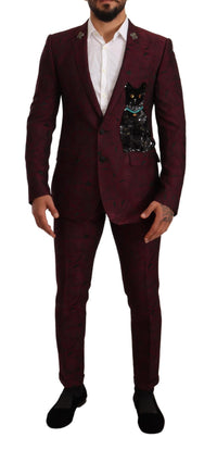 Thumbnail for Elegant Maroon Leaf Pattern Two-Piece Suit