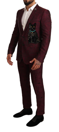Thumbnail for Elegant Maroon Leaf Pattern Two-Piece Suit