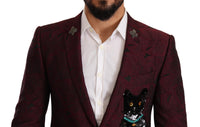 Thumbnail for Elegant Maroon Leaf Pattern Two-Piece Suit