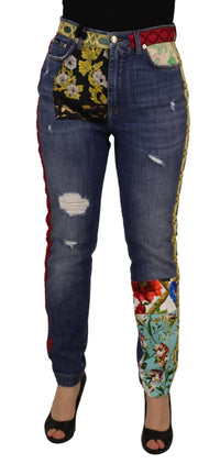 Thumbnail for High Waist Patchwork Skinny Denim