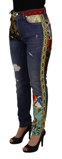 Thumbnail for High Waist Patchwork Skinny Denim