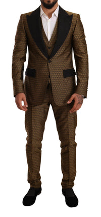 Thumbnail for Elegant Yellow Patterned Three-Piece Suit