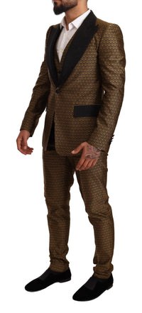 Thumbnail for Elegant Yellow Patterned Three-Piece Suit