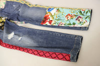 Thumbnail for High Waist Patchwork Skinny Denim