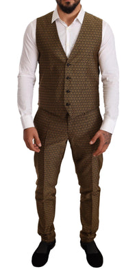 Thumbnail for Elegant Yellow Patterned Three-Piece Suit