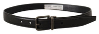 Thumbnail for Elegant Black Leather Belt with Metal Buckle