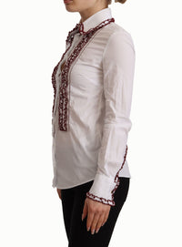 Thumbnail for Elegant White Cotton Long Sleeve Polo Top