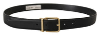 Thumbnail for Elegant Black Leather Belt with Metal Buckle