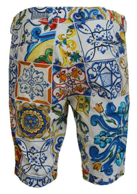 Thumbnail for Majolica Print Casual Chinos Shorts