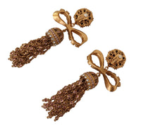 Thumbnail for Elegant Antique Gold Bow Earrings