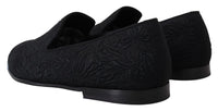 Thumbnail for Elegant Jacquard Black Loafers Slide On Flats