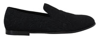 Thumbnail for Elegant Jacquard Black Loafers Slide On Flats