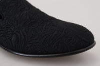 Thumbnail for Elegant Jacquard Black Loafers Slide On Flats