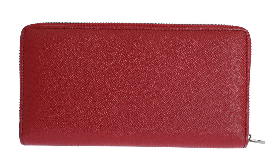 Elegant Red Leather Continental Wallet