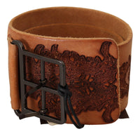 Thumbnail for Brown Genuine Leather Black Logo Buckle Belt