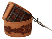 Thumbnail for Brown Genuine Leather Black Logo Buckle Belt