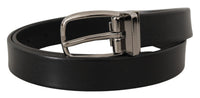 Thumbnail for Elegant Black Leather Belt with Metal Buckle