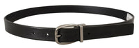 Thumbnail for Elegant Black Leather Belt with Metal Buckle