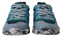 Thumbnail for Blue Gray Leather Sport Low Top Sneakers