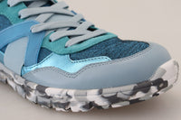 Thumbnail for Blue Gray Leather Sport Low Top Sneakers