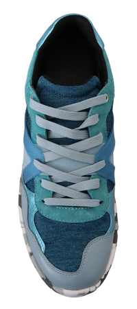 Thumbnail for Blue Gray Leather Sport Low Top Sneakers