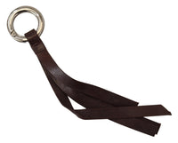 Thumbnail for Chic Brown Leather Keychain with Brass Accents