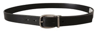 Thumbnail for Elegant Black Leather Belt with Metal Buckle