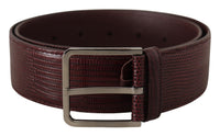 Thumbnail for Elegant Maroon Leather Belt with Engraved Buckle