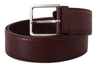 Thumbnail for Elegant Maroon Leather Belt with Engraved Buckle