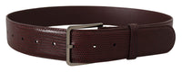 Thumbnail for Elegant Maroon Leather Belt with Engraved Buckle