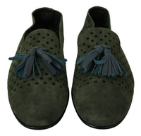 Thumbnail for Elegant Green Suede Loafers for Men