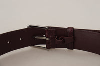 Thumbnail for Elegant Maroon Leather Belt with Engraved Buckle