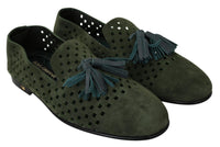 Thumbnail for Elegant Green Suede Loafers for Men