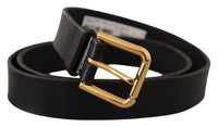 Thumbnail for Sleek Black Leather Belt with Metal Buckle