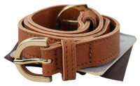Thumbnail for Elegant Brown Leather Double Buckle Belt