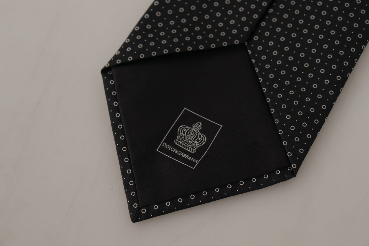 Elegant Black White Polka Dot Silk Tie