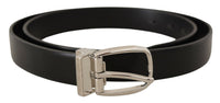 Thumbnail for Elegant Black Leather Belt with Metal Buckle