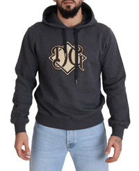 Thumbnail for Gray Logo Cotton Hooded Sweatshirt Sweater