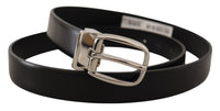 Thumbnail for Elegant Black Leather Belt with Metal Buckle