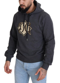 Thumbnail for Gray Logo Cotton Hooded Sweatshirt Sweater