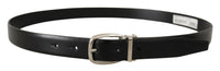 Thumbnail for Elegant Black Leather Belt with Metal Buckle