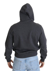 Thumbnail for Gray Logo Cotton Hooded Sweatshirt Sweater