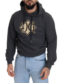 Thumbnail for Gray Logo Cotton Hooded Sweatshirt Sweater